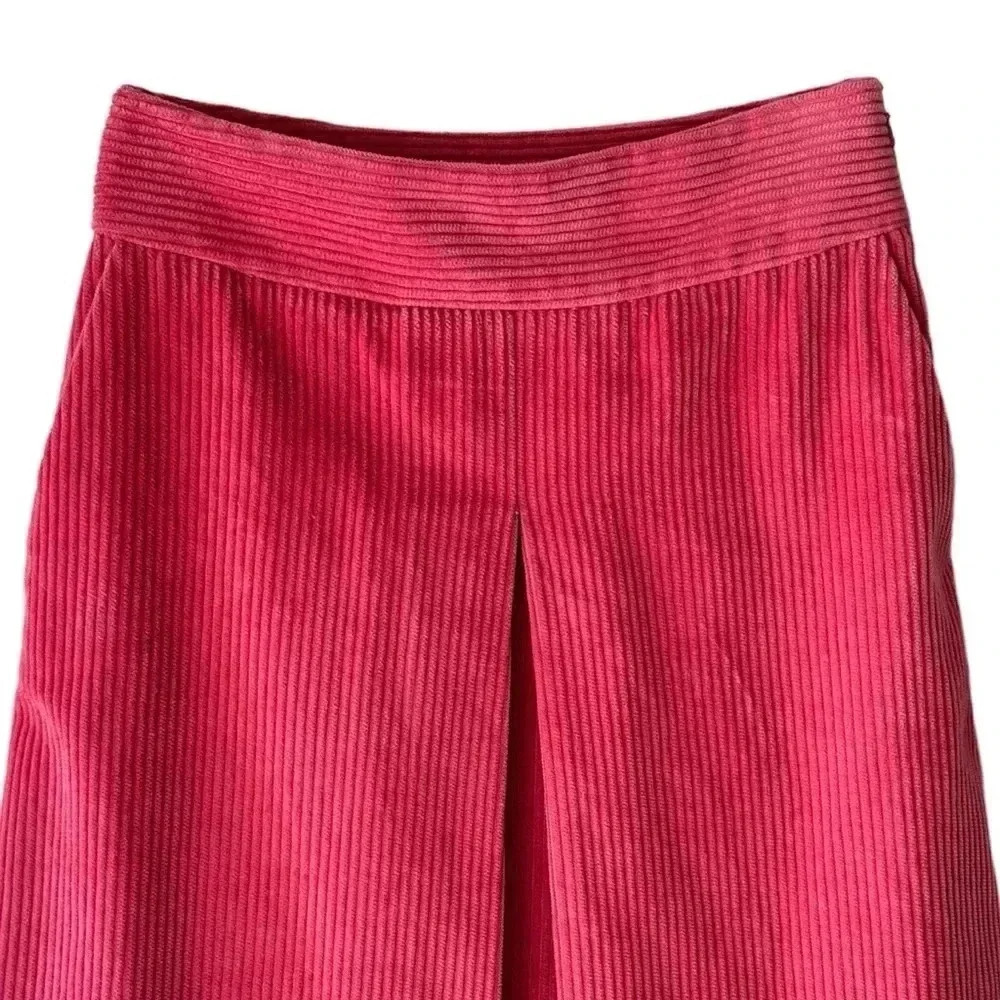 WIDE WALE COTTON CORDUROY SKIRT PINK PLEATED LINED POCKETS | SIZE: 2 - Picture 2 of 9